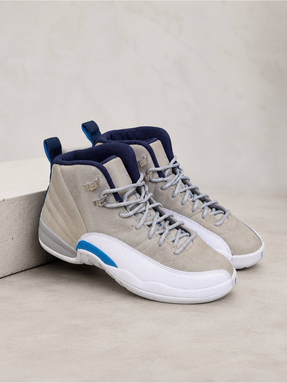 Jordan White and Navy Rear Pull-Tab Sneaker